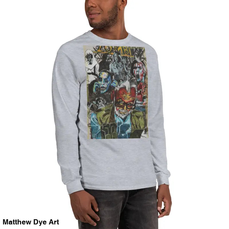 Long-sleeved shirt featuring surreal art in the George A. Romero Horror Tribute design
