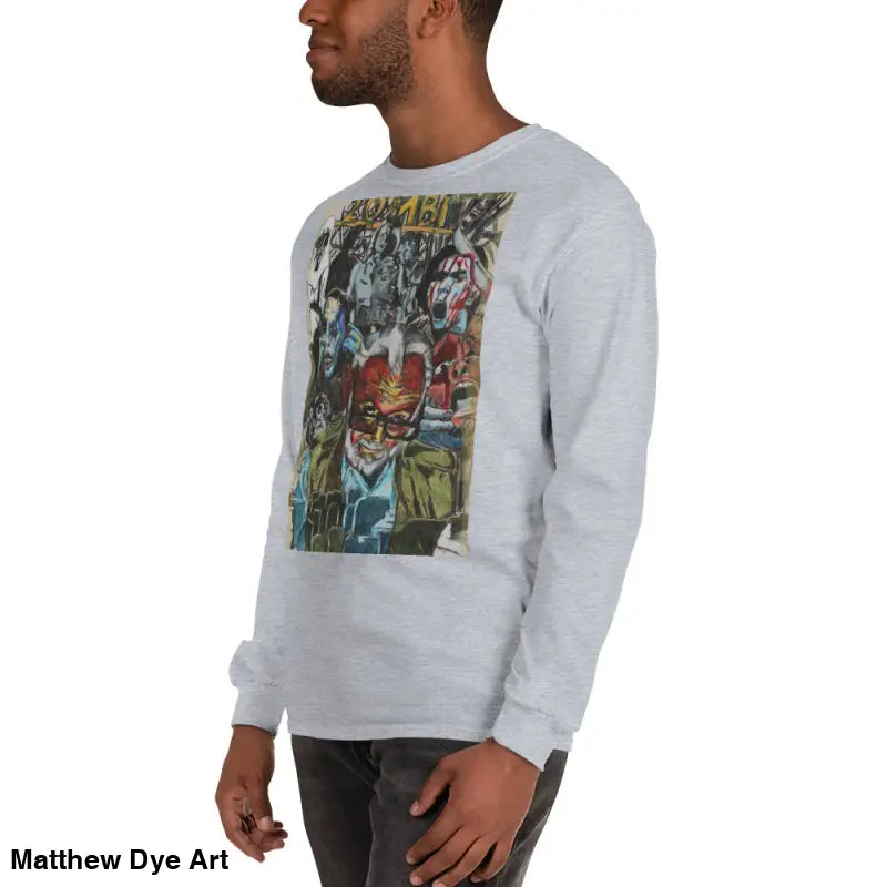 Gray long-sleeved shirt featuring surreal art from George A. Romero’s horror tribute