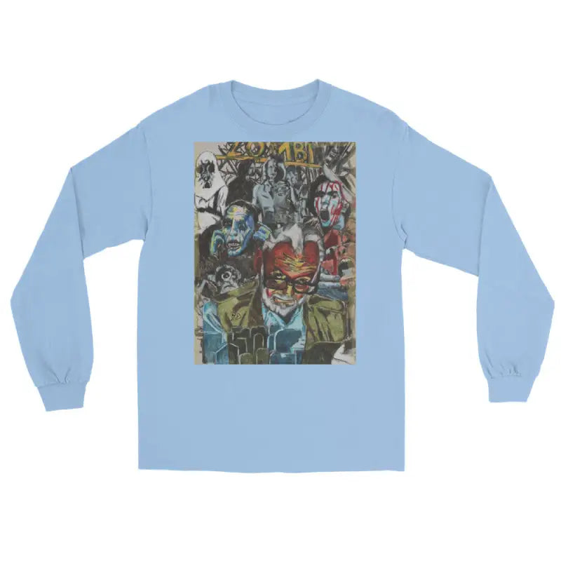 Light blue long-sleeved shirt featuring surreal zombie art by George A. Romero