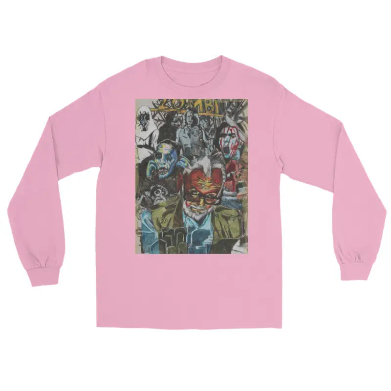 Pink long-sleeved shirt featuring surreal zombie art by George A. Romero