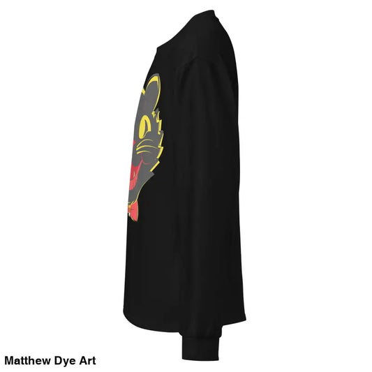 Black long sleeve shirt featuring vintage cat graphic from Hexed and Handsome collection