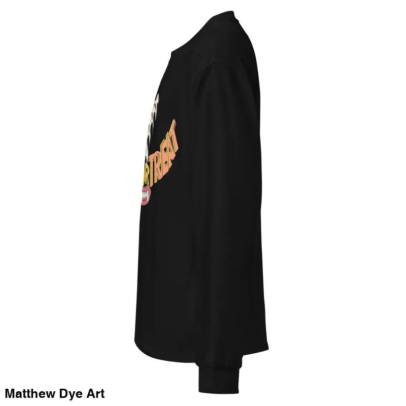 Black long sleeve shirt showcasing effortless elegance in Jack-o’-Lantern Glow design