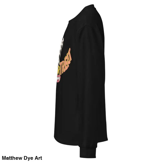Black long sleeve shirt showcasing effortless elegance in Jack-o’-Lantern Glow design