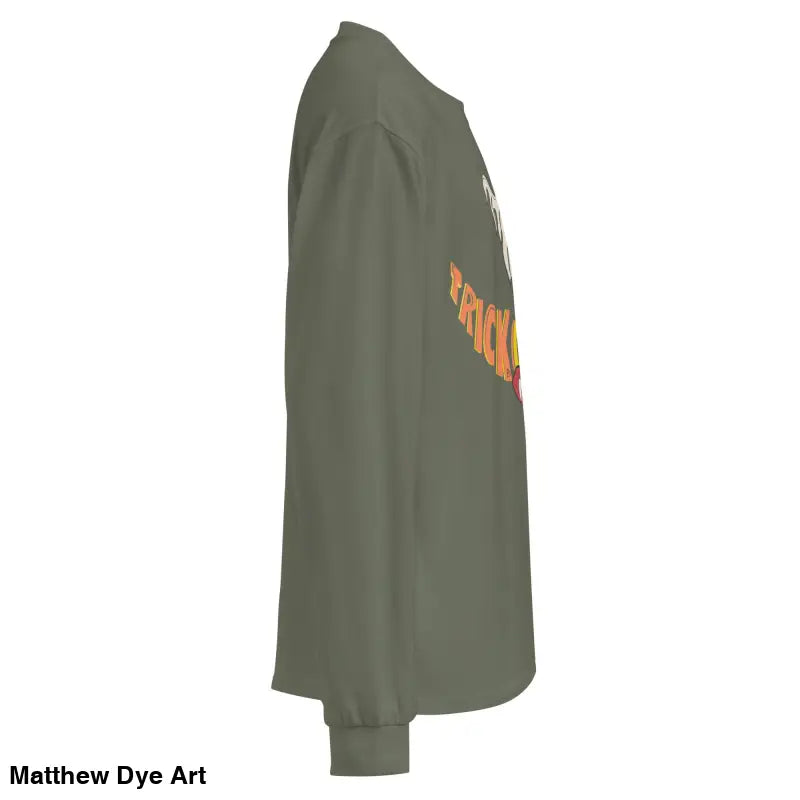 Olive green premium long sleeve shirt showcasing effortless elegance in Halloween art design
