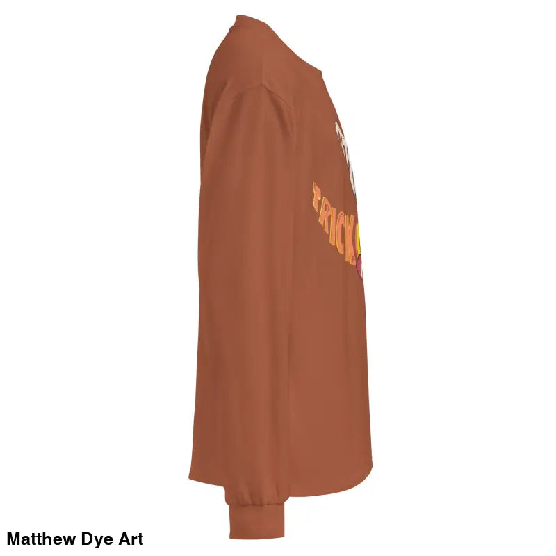 Brown premium long sleeve shirt featuring vintage Halloween art for effortless elegance