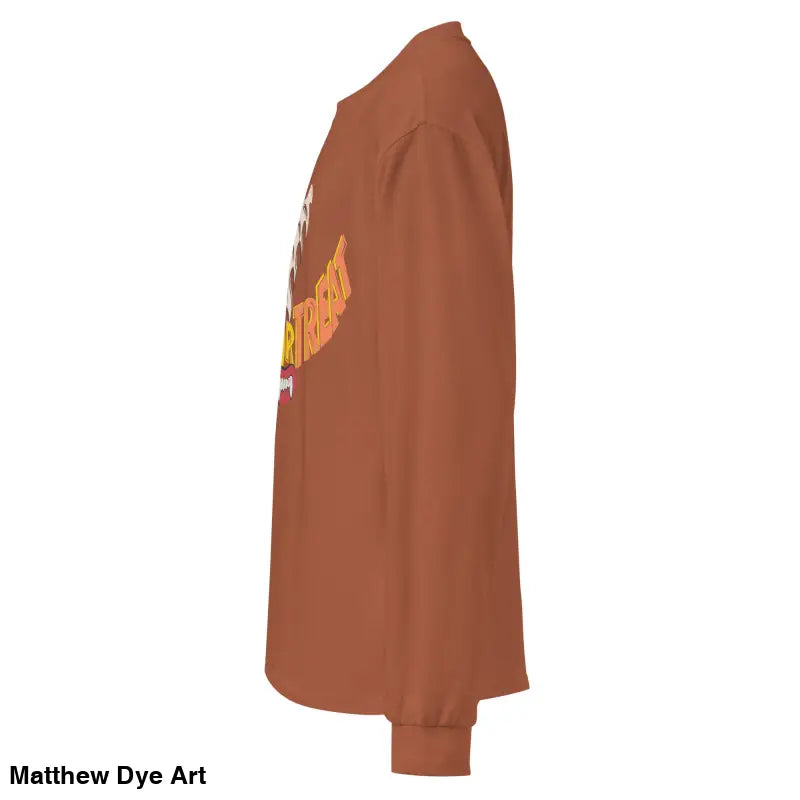 Brown premium long sleeve shirt featuring Jack-o’-Lantern Glow vintage Halloween art