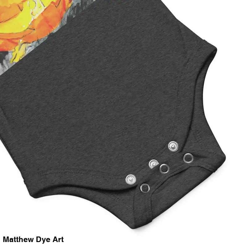 Gray baby onesie made of combed ring-spun cotton with an adorable jack-o’-lantern design