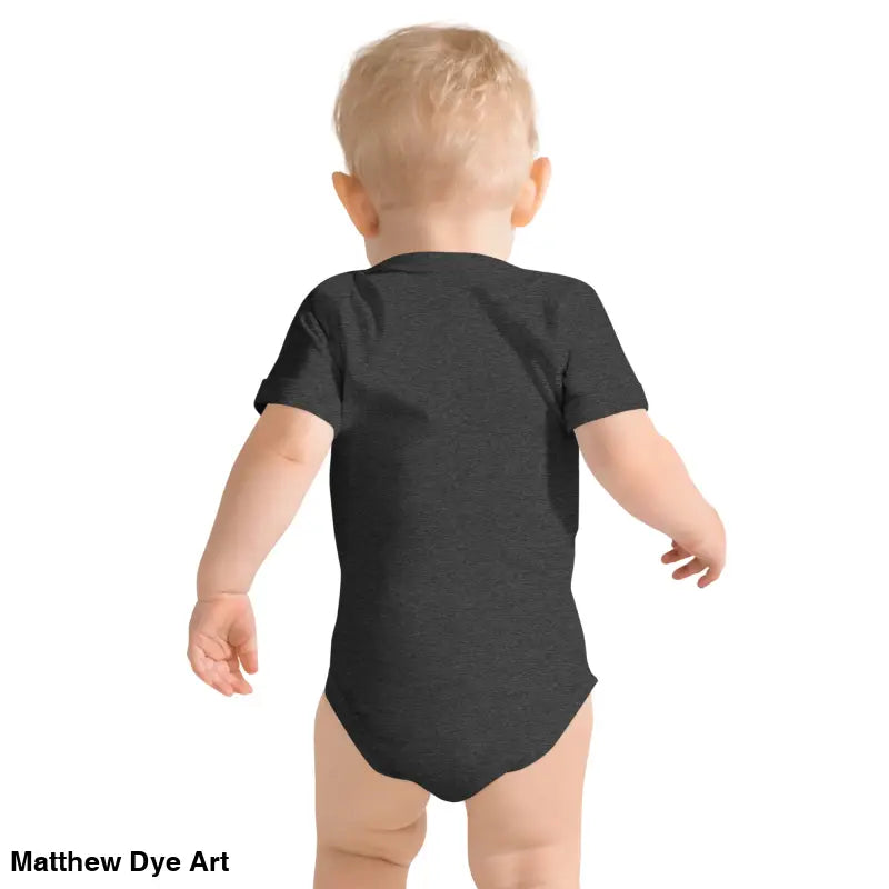 Gray baby onesie featuring adorable jack-o’-lantern design in combed ring-spun cotton