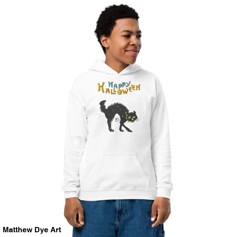 White heavy blend hoodie featuring Halloween charm from Little Monsters Approved collection