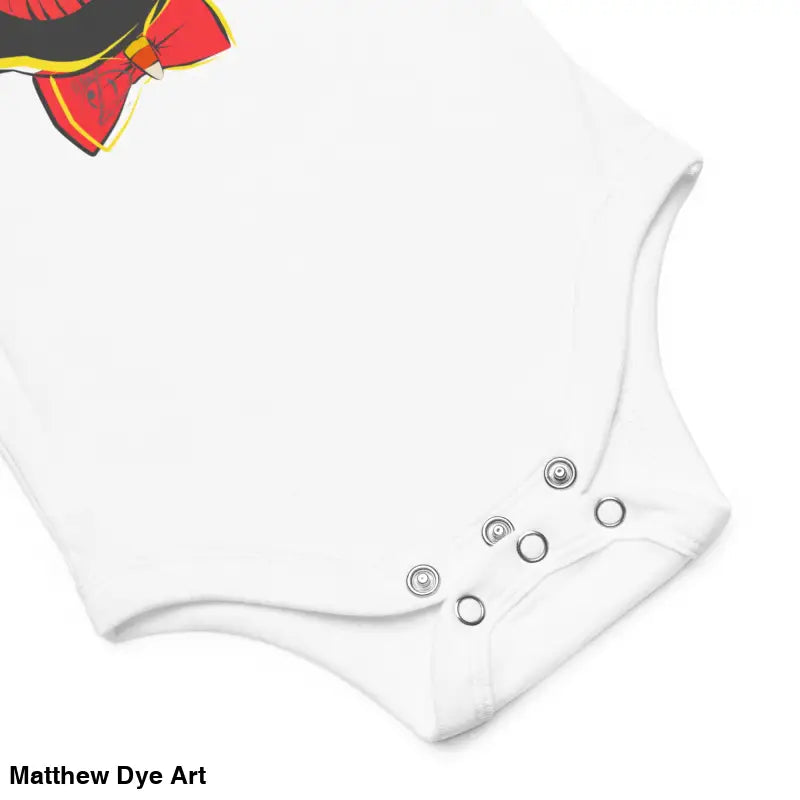 White baby bodysuit with snaps featuring Vintage Halloween Cat design for adorable infants