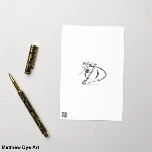 Gold-toned ornate fountain pen for George Romero Tribute Card, celebrating zombie cinema