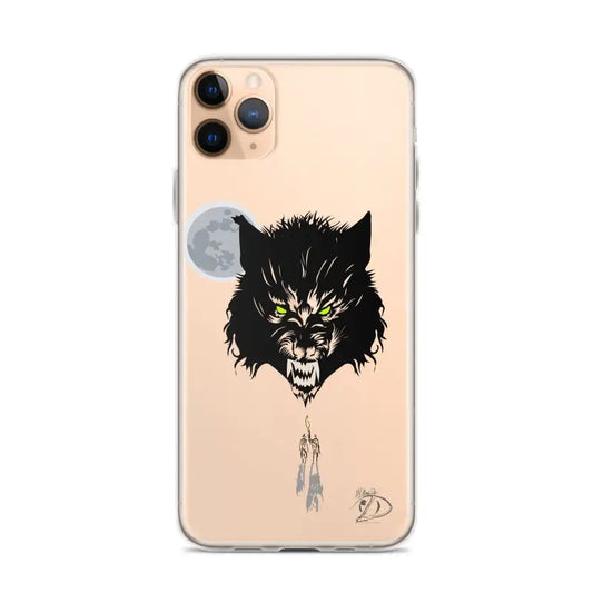 Fierce black wolf head with glowing eyes and dreamcatcher pendant for iPhone case