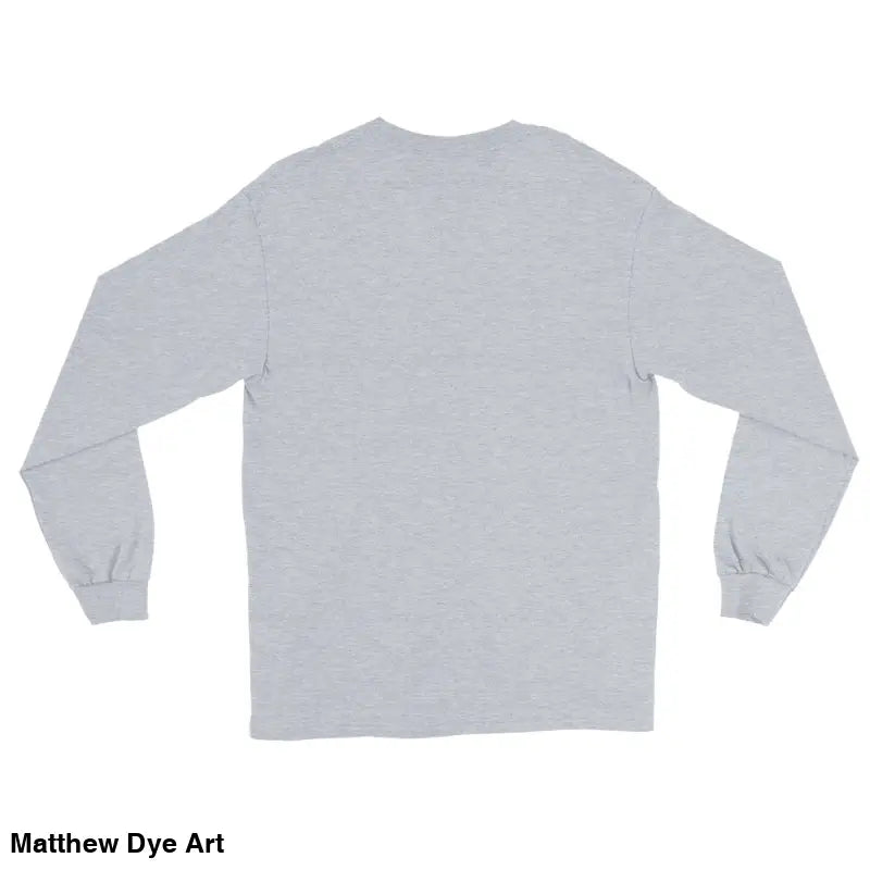 Gray long-sleeved shirt featuring the Lunar Menace design with neon-green eyes