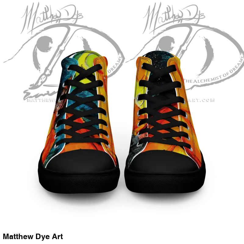 Colorful Men’s Jack-o’-Lantern High Tops with striking jack-o’-lantern design for Halloween