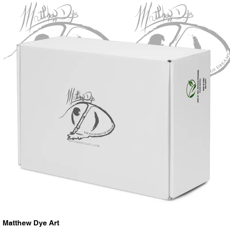 White cardboard box with a sketch for Trick R Treat high-top canvas shoes design