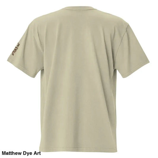 Khaki oversized faded t-shirt featuring Monster Reborn and Evil of Frankenstein design