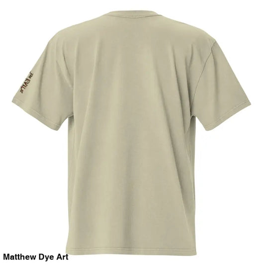 Khaki oversized faded t-shirt featuring Monster Reborn and Evil of Frankenstein design