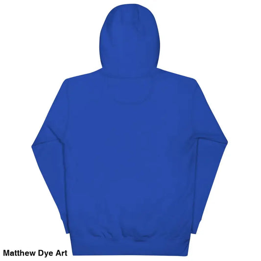 Royal blue Werewolf hoodie with pouch pocket and cool design viewed from the back