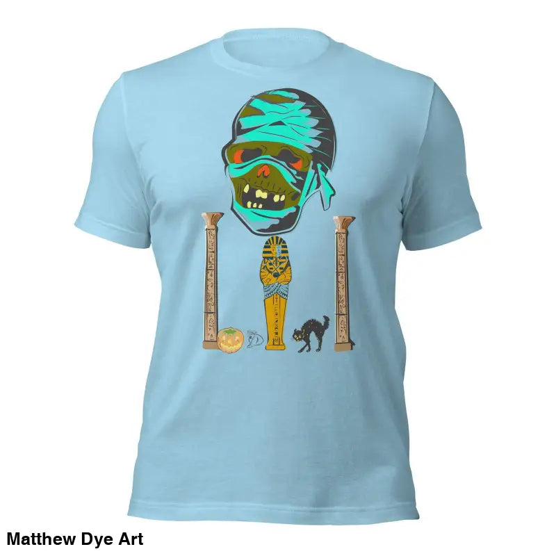 Light blue t-shirt from Cute Halloween Collection featuring Matthew Dye Art cartoon zombie