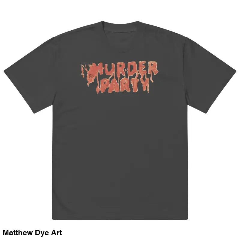Gray Murder Party Mayhem Oversized T-Shirt featuring wide neck ribbing for vintage style