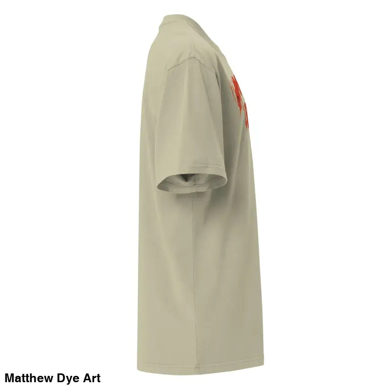 Beige short-sleeved Murder Party Mayhem oversized t-shirt with wide neck ribbing