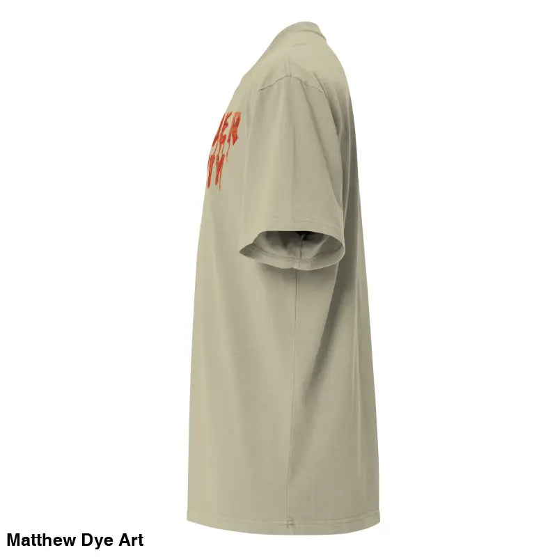 Beige Murder Party Mayhem Oversized T-Shirt featuring short sleeves and wide neck ribbing