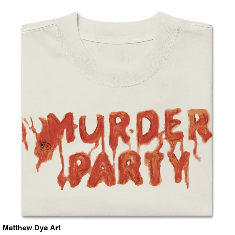 Folded Murder Party Mayhem Oversized T-Shirt featuring wide neck ribbing design