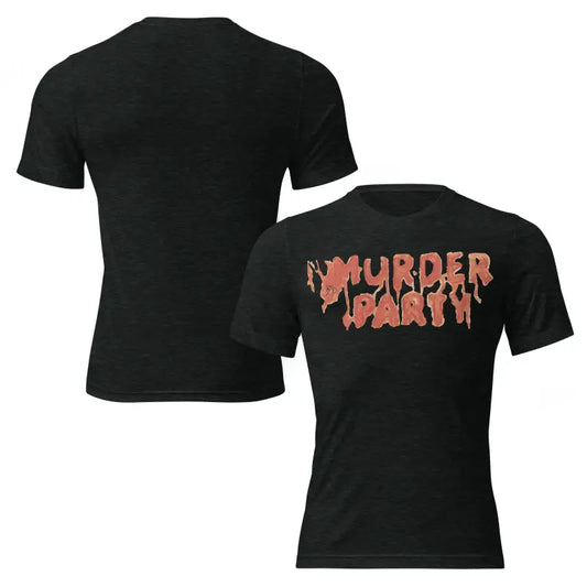 Black Murder Party Mayhem unisex horror art t-shirt showcasing unique design