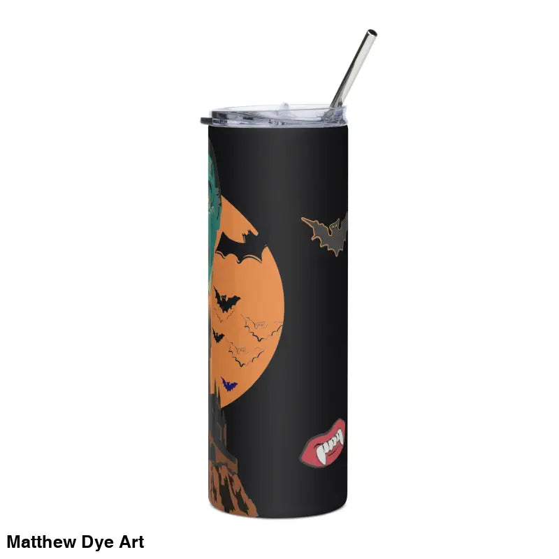 Halloween-themed stainless steel tumbler featuring Matthew Dye art from the cute Halloween collection