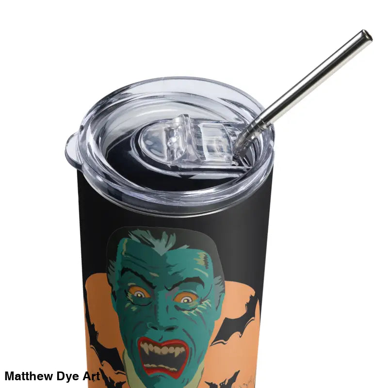 Vampire-themed stainless steel tumbler from Matthew Dye art, ideal for a cute Halloween collection