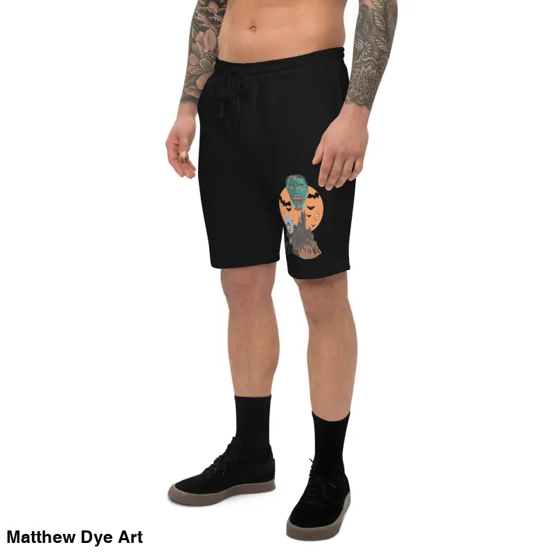 Black drawstring shorts featuring Halloween graphic for Night of the Vampires style