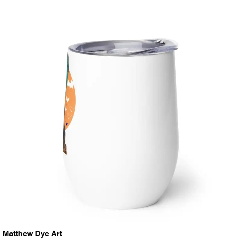 White insulated stainless steel wine tumbler for Halloween themed vampires drinkware