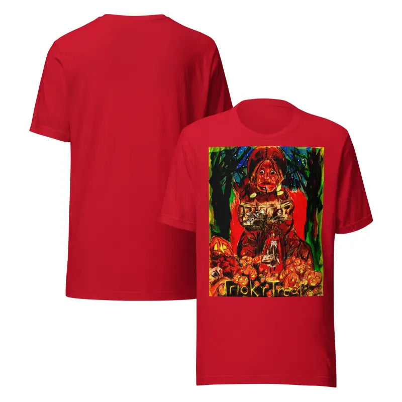 Red unisex Halloween t-shirts featuring Nightmare Trickster trick r treat graphic design