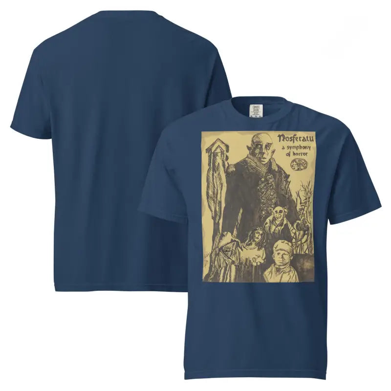Navy blue Nosferatu Heavyweight T-Shirt featuring chillingly beautiful illustration