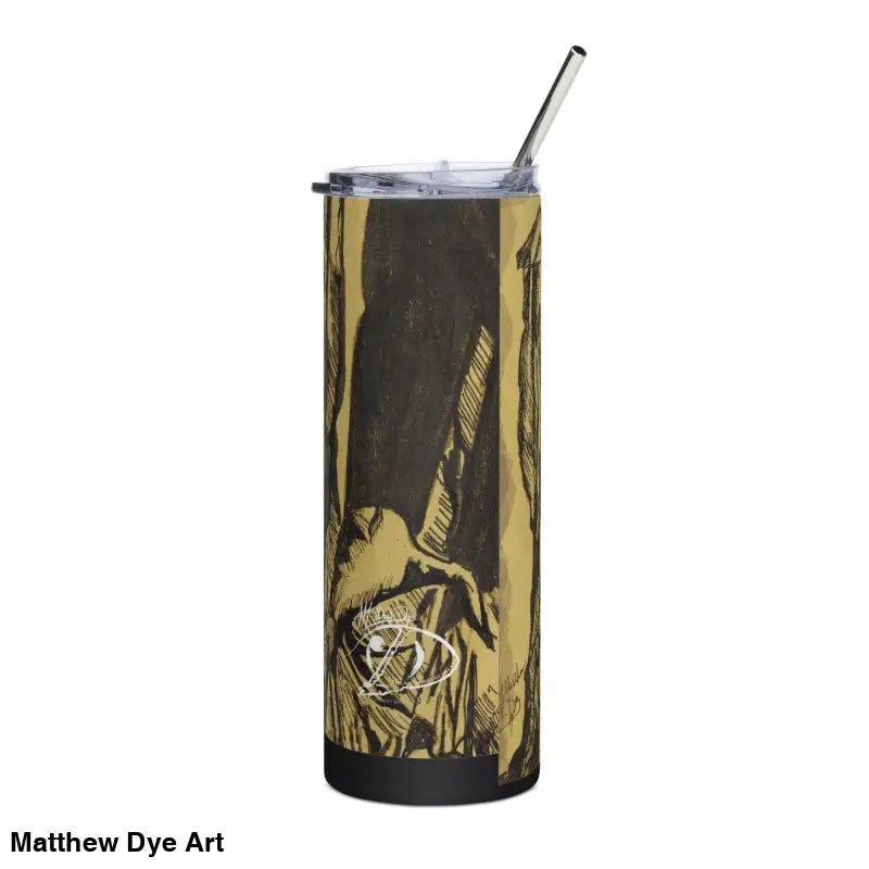 Insulated Nosferatu stainless steel tumbler with straw featuring Gothic horror artwork