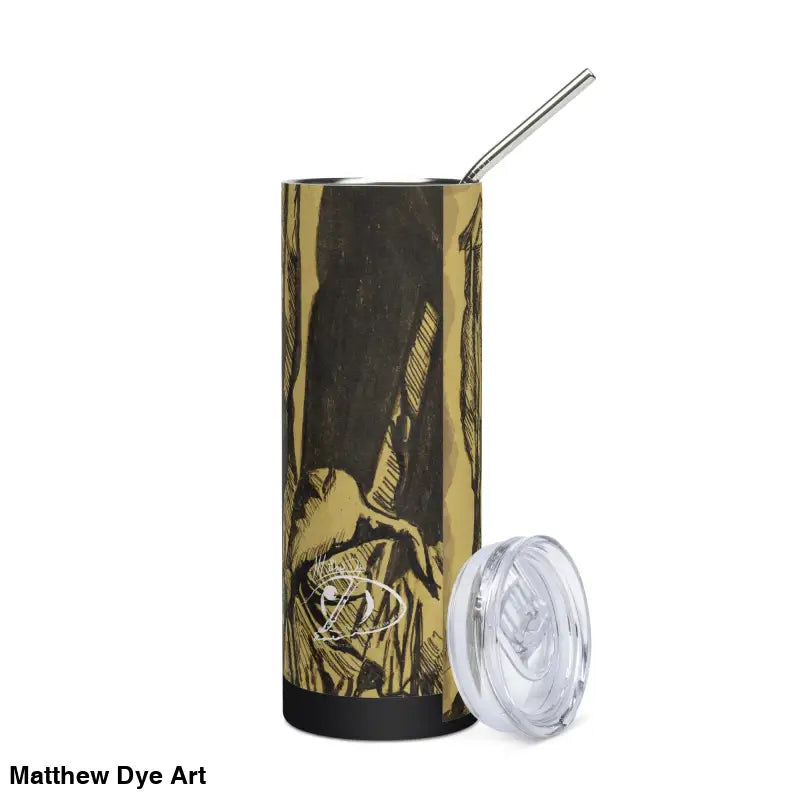 Insulated Nosferatu stainless steel tumbler with straw and lid, perfect for Gothic horror fans