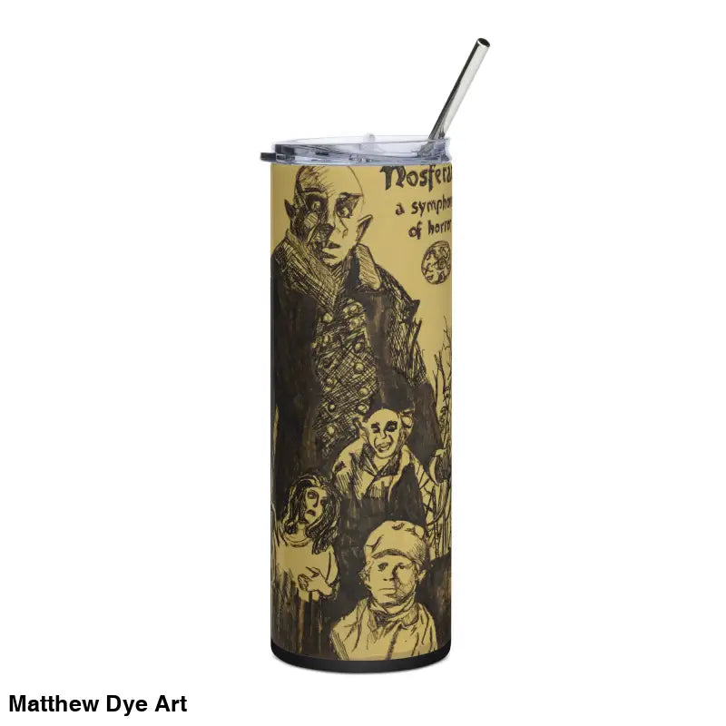 Nosferatu-themed stainless steel tumbler featuring iconic artwork from Nosferatu: A Symphony of Horror
