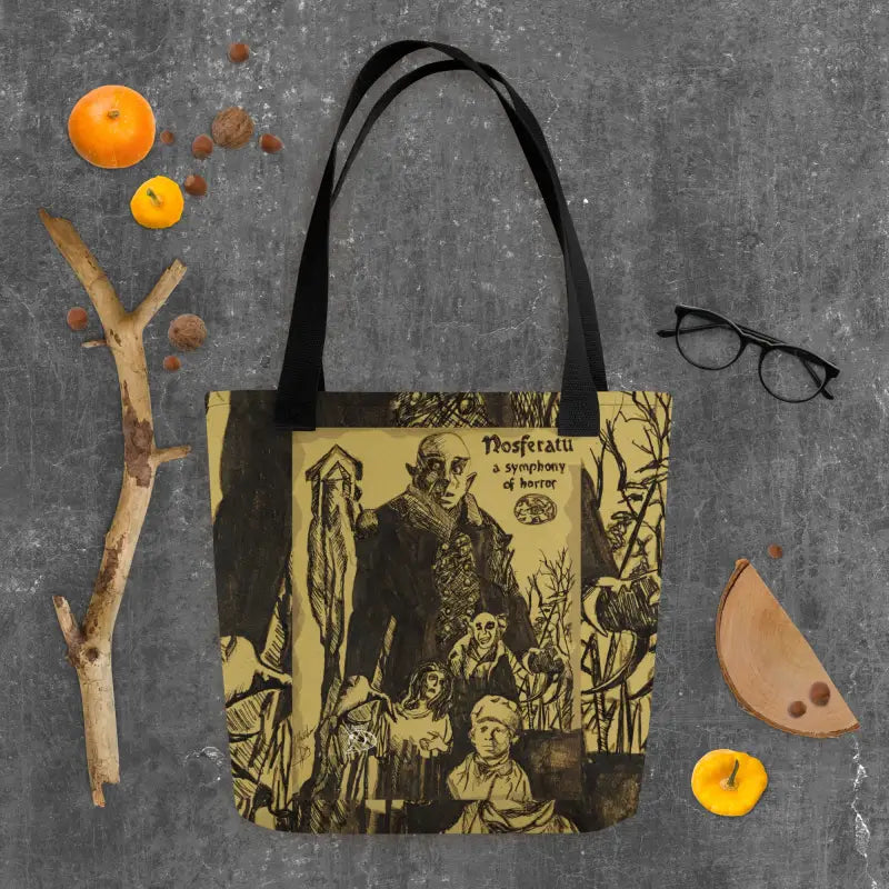 Vintage horror tote bag featuring a classic Nosferatu design for Halloween festivities