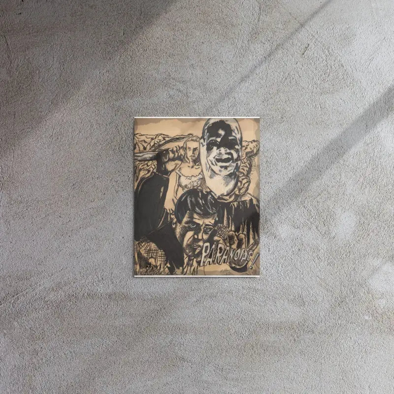 Sepia-toned portrait featuring dark shadows in the Paranoiac Horror Art Print