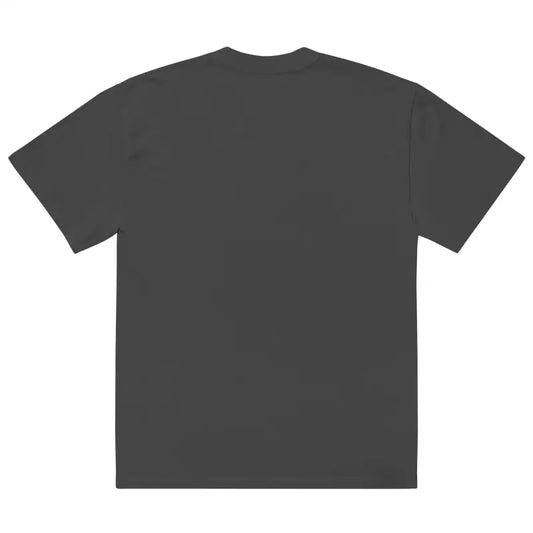 Gray oversized faded t-shirt featuring vampire fangs design for treat smiles this Halloween