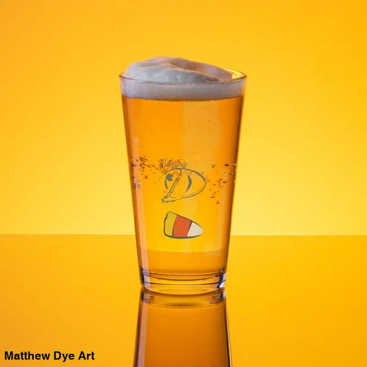 Exquisitely crafted shaker pint featuring beer with cartoon face for Halloween fun