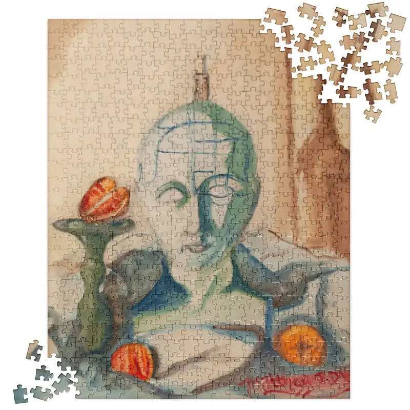 Partially completed Phrenology jigsaw puzzle featuring Matthew Dye’s exquisite oil painting