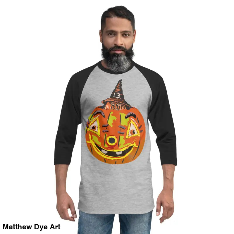 Pumpkin Witch Baseball Shirt, a stylish raglan shirt with charming retro Halloween flair