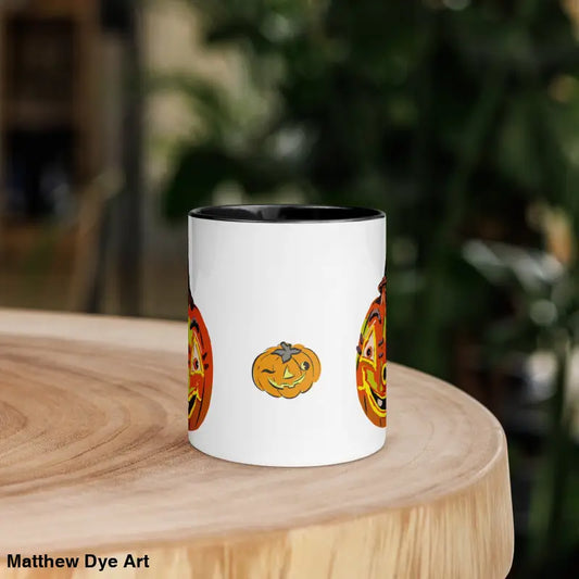 Halloween-themed Pumpkin Witch Mug with color inside for a surreal morning experience