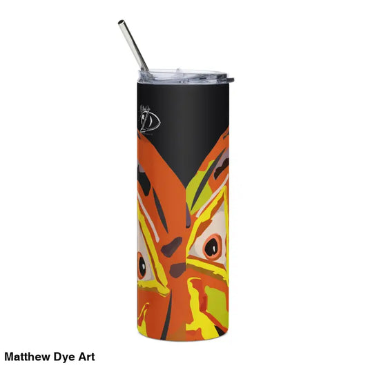 Orange and black tumbler with straw from the Pumpkin Witch Stainless Halloween collection