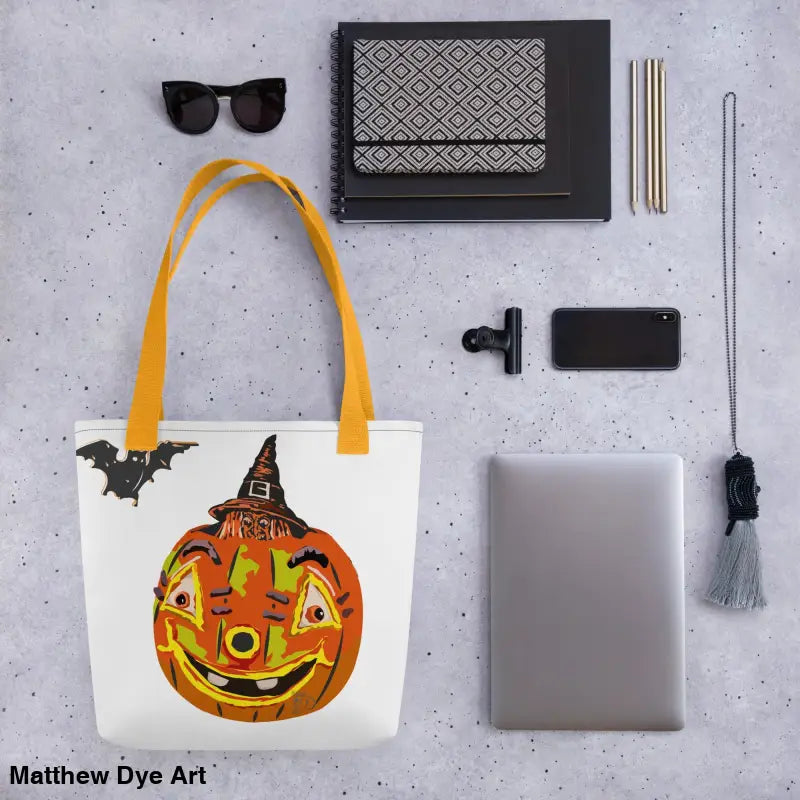 Pumpkin Witch Tote Bag with Vintage Halloween Charm for a Spellbinding Adventure