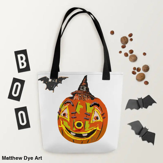 Pumpkin Witch Trick-or-Treat Tote embodies vintage Halloween charm for your spellbinding adventure