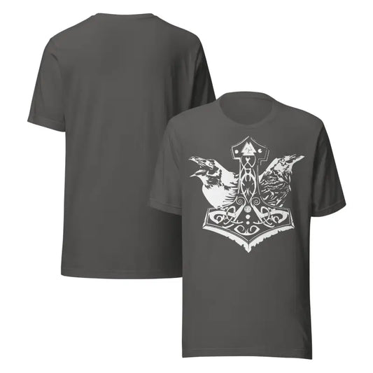 Gray t-shirts featuring Norse design for the Odin’s Chosen tee collection