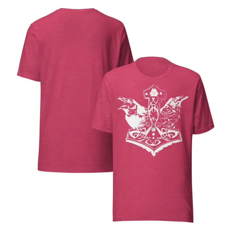 Pink t-shirt featuring white Viking design from Odin’s Chosen Tee collection