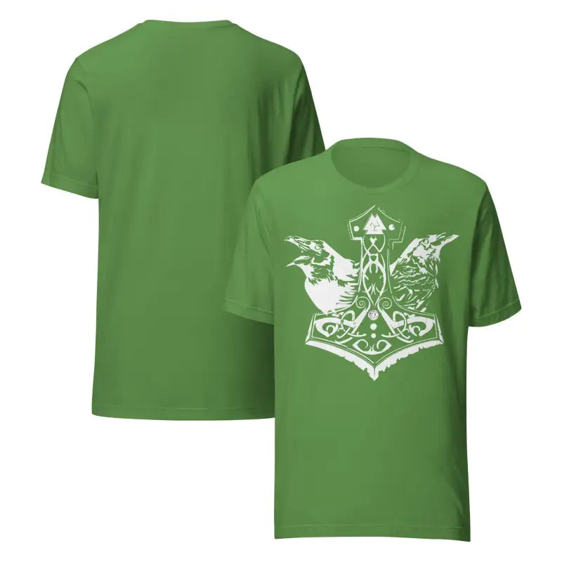Green t-shirt featuring white Norse design from the Odin’s Chosen Tee collection